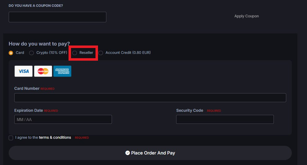 Reseller Payment Option